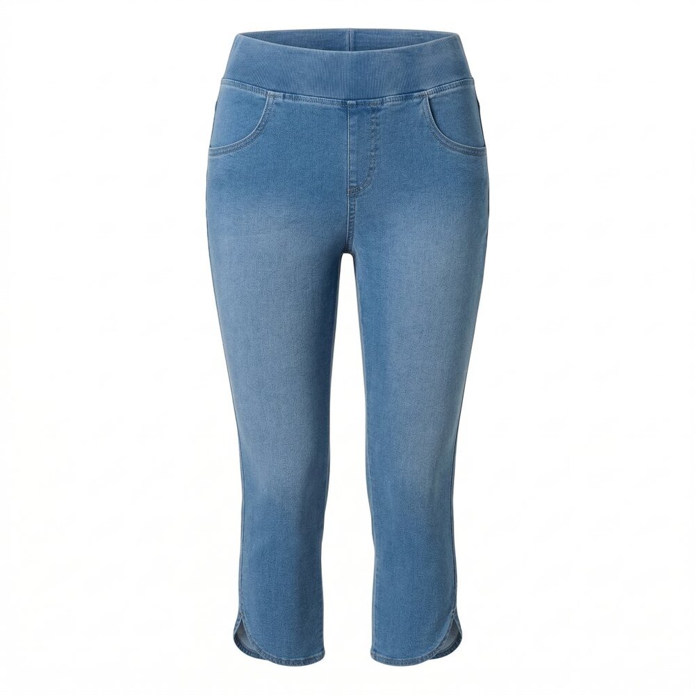 HUE Tulip Hem Capri Leggings Pull On Stretch High Rise Cropped Pants